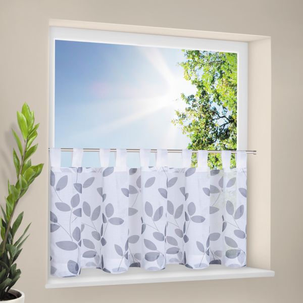 Scheibengardine Campino weiß-hellgrau