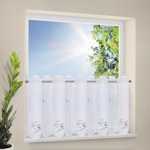 Scheibengardine mit V&ouml;geln