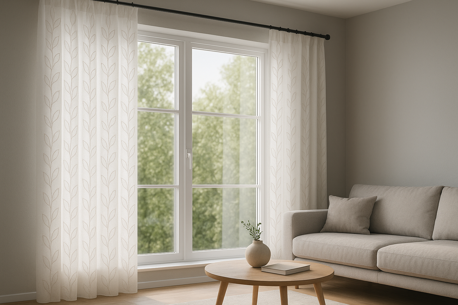 Bestickte Gardinen in modernem Design